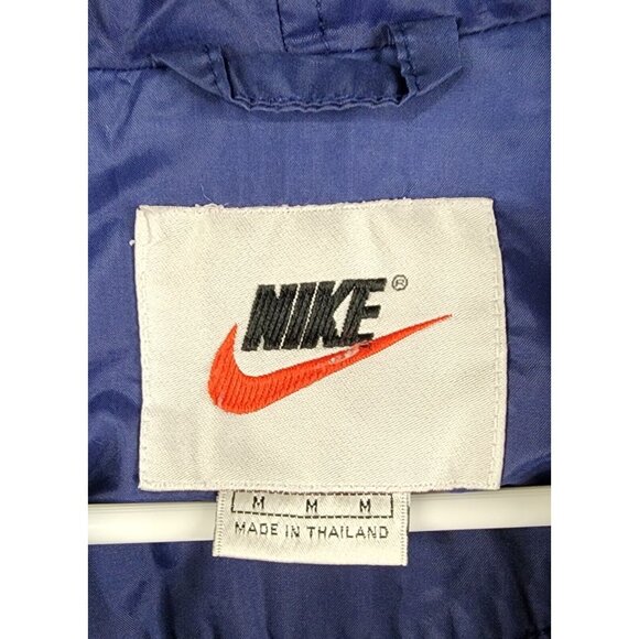 Nike Jacket Mens Medium Blue White Full Zip Hooded Windbreaker 90s Vintage - Picture 4 of 13